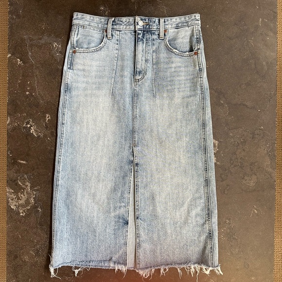 Lucky Brand Frayed Hem Denim Skirt - Picture 2 of 11